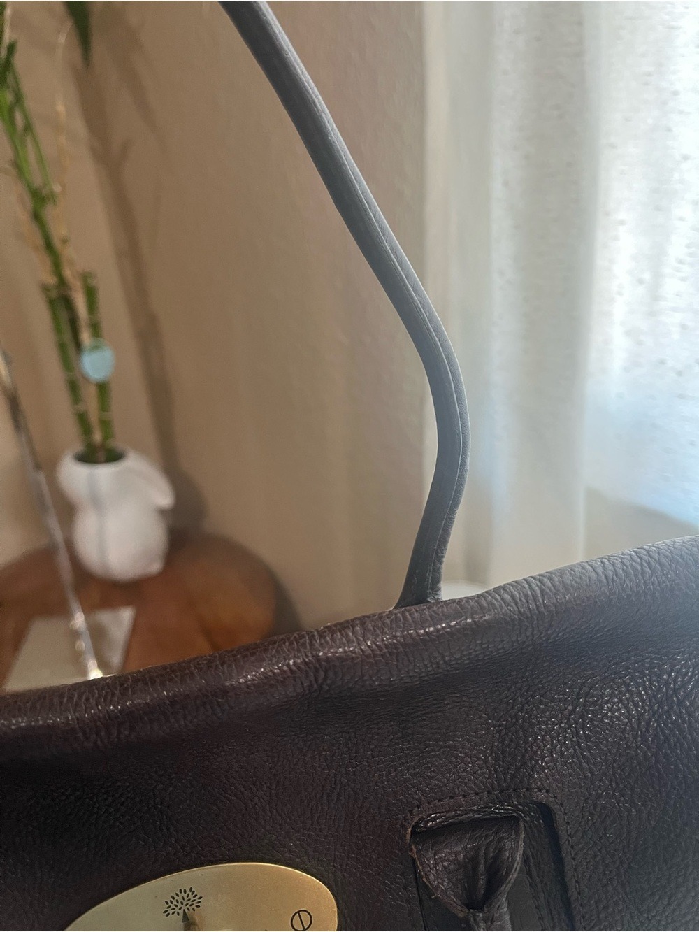 MULBERRY ESPRESSO NATURAL GRAIN LEATHER BAYSWATER - Picture 12 of 14